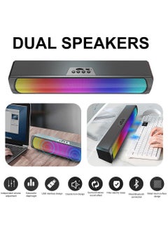 Buy RGB Computer Sound Bar,Computer Speakers,USB Powered and Bluetooth Gaming Speakers for PC/Laptops/Desktops/Phone/Ipad/Game Machine in UAE