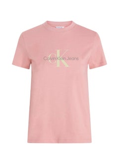 Buy Women's Monogram T-Shirt, Pink - Cotton in Saudi Arabia