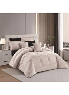 Buy Duvet Cover Set 8 Pieces Comforter Set with Bed Skirt Quilt Cover Fitted Sheet Pillow Cover Comforter 220X240 cm King Size Mattress in UAE