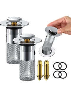 Buy CMGTYYD Bathroom Sink Drain Strainer Hair Catcher, Upgrade Bathroom Sink Stopper, Pop up Bounce Core Basin Drain Filter, Stainless Steel Floor Drain Filter Bathroom Sink (2 PCS) in Saudi Arabia