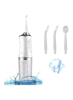 Buy Portable Dental Water Flosser White  With 4 Nozzles 3 Modes Rechargeable Mouth Irrigator Waterproof Tooth Cleaner in Saudi Arabia