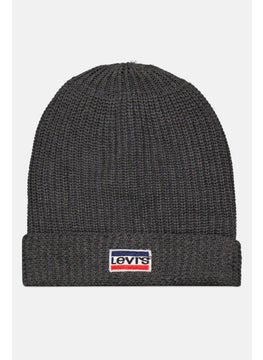 Buy Men Brand Logo Knit Beanie, Grey in UAE