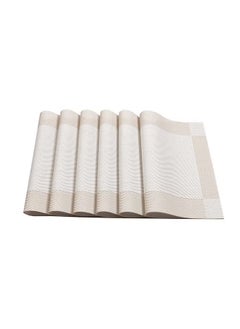 Buy 4-Pack Beige Placemats - Anti-Slip Cross-Weave PVC+Polyester Silk Table Mats, Washable Placemats in Saudi Arabia