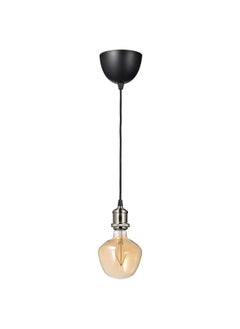 Buy Pendant Lamp With Light Bulb Nickel Plated Bell Shaped Brown Clear Glass in Saudi Arabia