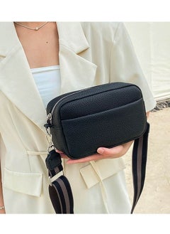 Buy Trendy Women's Bag Solid Color PU Messenger Bag Women's Small Bag Ladies Shoulder Bag Small Square Bag Black in Saudi Arabia