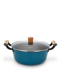 Buy Fissman Stockpot Seagreen 28X12Cm6Ltr With Glass Lid Enamelled Cast Ironmultipurpose Soup Pot Stewpot Simmering Boiling For Kitchen & Dining Room L28Xw12Cm - Blue in UAE