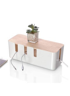 اشتري Cable Management Box，Wood Lid, Cord Organizer for Desk TV Computer USB Hub System to Cover and Hide and Power Strips and Cords في الامارات