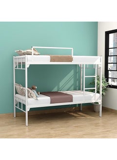 Buy Steel Bunk Bed With Heavy Duty Metal Platform White 120x196x96cm in UAE