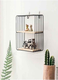 Vintage Iron Metal Wood Wall Storage Shelf Rack Industrial Style