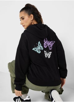 Buy Graphic Zip Thru Hoodie in UAE