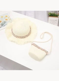 Buy 2pcs Baby Kids Sun Straw Hat Set for Ultimate Sun Protection, Cute Summer Accessories for Baby Girl Child in UAE