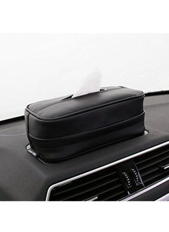 Buy Leather Car Sun Visor Tissue Case Holder Wipes Case for Car Backseat Paper Towel Bag (Black) in UAE