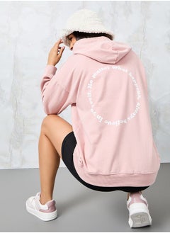 اشتري Oversized Acid Wash Slogan Print Hoodie في السعودية