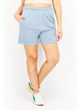 اشتري Women Embroidered Logo Drawstring Basic Short, Blue في الامارات