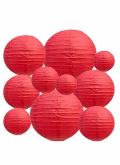 Buy 10Pcs Red Paper Lanterns Decorative, Chinese/Japanese Hanging Round Foldable Lantern, for Birthday, Wedding, Halloween, Bridal Shower, Home Decor, Party (Size of 4”, 6”, 8”, 10”) in Saudi Arabia