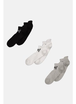 اشتري Men 3 Pair Brand Logo Ankle Socks, Grey/Black/White في الامارات