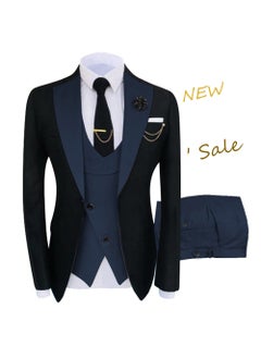 اشتري Mens Large Size 3-Piece Suit Tuxedo Factory DirectNavy blue Navy blue في السعودية