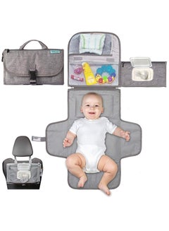 اشتري Portable Diaper Changing Pad, Baby Changing pad for Newborn Girl and Boy Smart Wipes Pocket, Waterproof Travel Changing Kit في الامارات