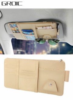 Buy Car Sun Visor Organizer, Pu Leather Auto Interior Accessories Storage Multi-Pocket Double Zipper Net Pocket, for Cards Pens Sunglasses Holders Newest in UAE