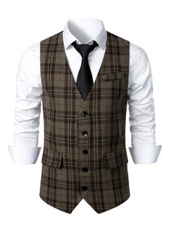 Buy New men's Retro V-Neck Fake Two Piece Vest in UAE