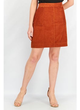 اشتري Women Corduroy Textured Mini Skirt, Rust Brown في الامارات