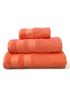 Buy 3 Pcs Luxurious And Soft Beach Towel Set 600GSM Bath Sheet (80x160cm) Bath Towel (70x140cm) Face Towel (50x90cm) Set Of 3 - Peach in Saudi Arabia