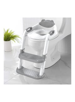 اشتري Potty Training Seat With Step Stool Ladder Splash Guard And Safety Handles Grey في الامارات