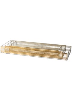 Buy A set of 3-piece acrylic trays of different sizes with golden decor in Saudi Arabia