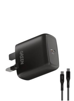 Buy Type-C Port Wall Charger 20W UK with PVC Cable 1.2M, Fast Charge Adapter with Over-heat Protection-Black in UAE