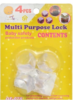 Buy Multipurpose Small Silicone Lock with Double Sided Adhesive, Set of 4 for Child Safety - Clear in Egypt