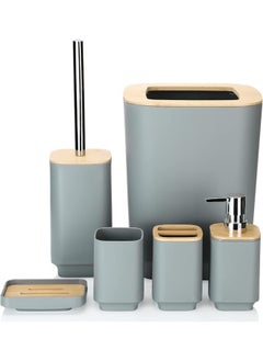 اشتري 6-Piece Bathroom Accessories Set-Grey في مصر