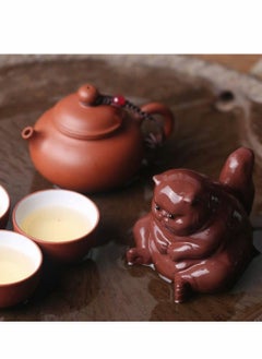 Buy Tea Pet, Purple Clay Tea Pet Samll Angry Cat Figurines, Beauty Kung Fu Tea Crafts in UAE