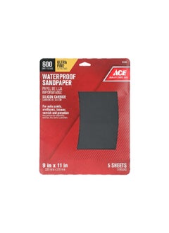 Buy 5-Piece 600 Grit Silicon Carbide Waterproof Sandpaper Black 9 x 11 Inch 19806 in Saudi Arabia