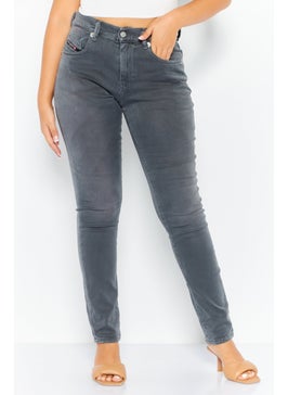 اشتري Women Skinny Fit D-Strukt Stretchable Jeans, Smoked Black في الامارات