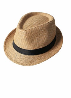 اشتري Next Straw Hat,Fashion Men Women Straw Hat Contrast Ribbon Fedora Curly Brim Unisex Panama Jazz Trilby Hat Cap في السعودية