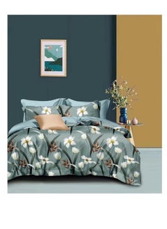 Buy 6-Pieces Glace Cotton Printed Fancy Comforters Set Fixed duvet, fitted bedsheets and pillowcase King Size F21 in UAE