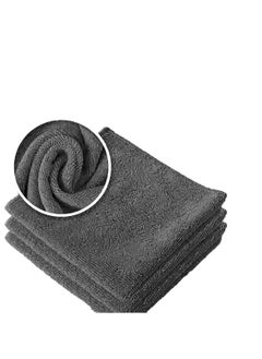 اشتري 35 x 75 cm (Pack of 3) Microfiber Fast Drying Kitchen Cleaning Cloth, Car Cleaning, Dish Rags Dust Cloths Ultra Absorbent Lint Free Washcloths Grey في الامارات