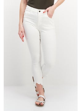 Buy Women Slim Fit Solid Stretchable Jeans, White in UAE