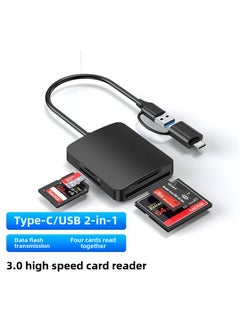 Buy 4-in-1 USB 2.0 Card Reader Aluminum Type-C 3.0 SD/TF/MF [USB Typec 2 in 1] Support TF SD MS CF in UAE