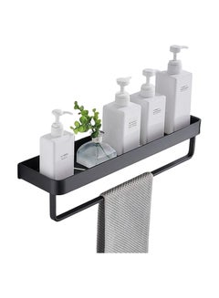 اشتري Bathroom Shower Shelf, Wall Mounted Bathroom Shelf with Towel Bar Stainless Steel Floating Shelves For Bathroom, Black (50CM) في السعودية