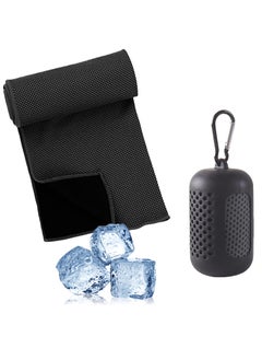 Buy Neck and facial cooling towel, cooling towel with silicone portable storage box in Saudi Arabia