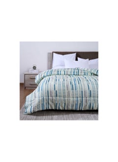 اشتري Lines Printed Roll Comforter 150x220cm - Blue Green في الامارات