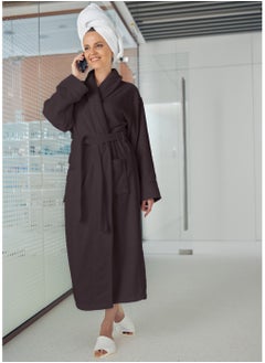 Buy 380 GSM Unisex Cotton Fleece Bathrobe Skin-friendly Breathable Nightgown Simple Hooded Home Clothes Grape in UAE