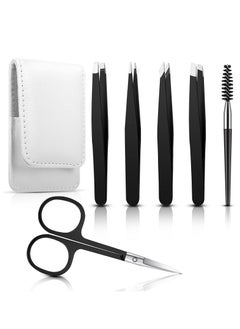 Buy 6 Piece Stainless Steel Precision Tweezers with Leather Case in UAE