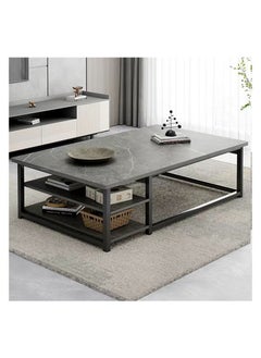 Buy Coffee Table Sofa Table with 2 Layer Storage Draw Modern Minimalist Open Design Rectangular Minimalist Center Table is Suitable for Living Room Solid Metal Frame Easy to Assemble 120 * 60 * 42cm Black in Saudi Arabia