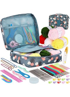 Buy Beginners Adults/Kids Complete Crochet Set, Yarn Crochet Instruction Crochet Hook Storage Case Knitting & Crochet Supplies Ideal Crochet Gift, Crocheter Beginner (Blue) in UAE