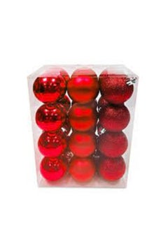 اشتري Christmas Balls Shiny Matt Glitter Red 5cm 24Ct في الامارات