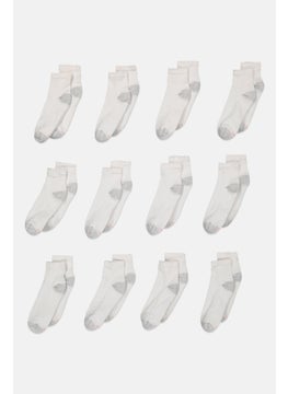 اشتري Men 12 Pairs Ankle Socks, White/Grey في الامارات