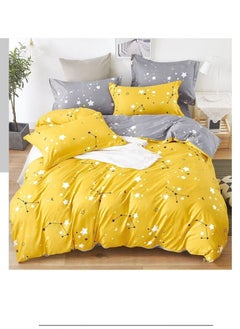 Buy King Size 6 Piece Duvet Cover Set Contemporary Leaf Print Bedding Sets, Smooth Cotton Material Modern Geometric Print in UAE