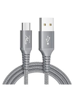 Buy Wayona Type C Cable Nylon Braided USB C Quick Charger Fast Charging Cord for Samsung Galaxy A73 Mi 13 S23 Ultra A04 (1M, Grey) in UAE